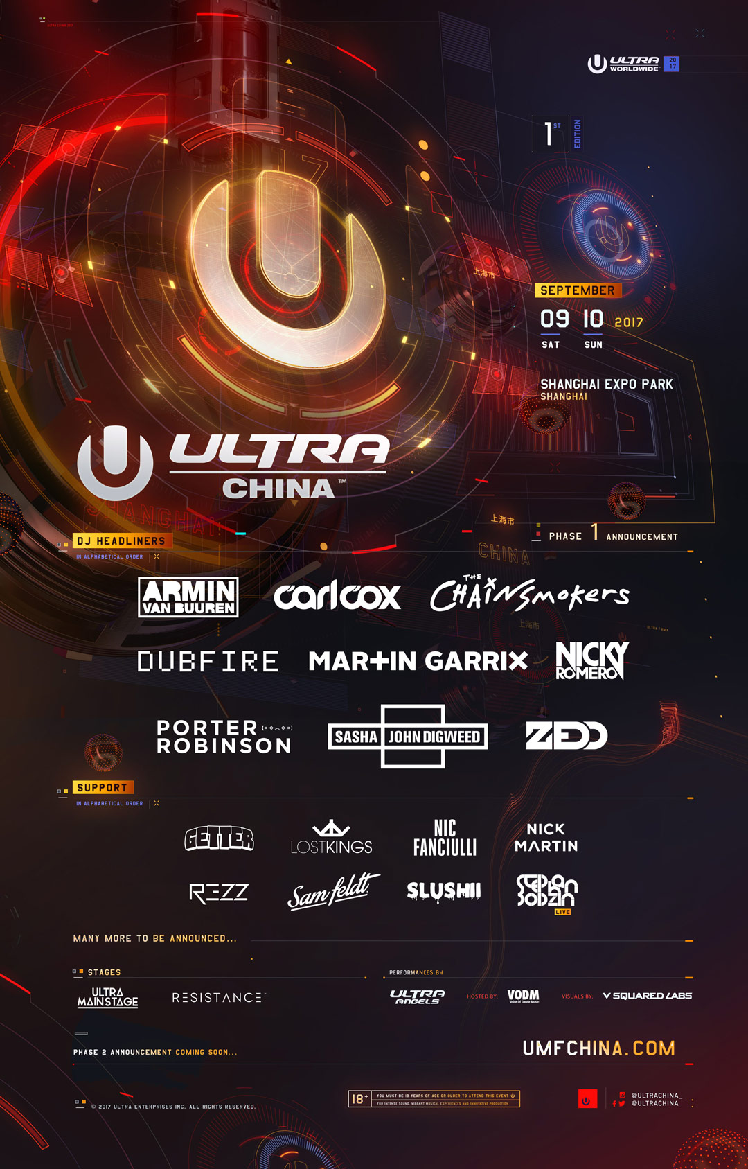 Line Up Phase 1 Ultra China 2017